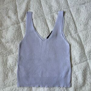 Revamped Light Purple Ribbed V-Neck Tank Top